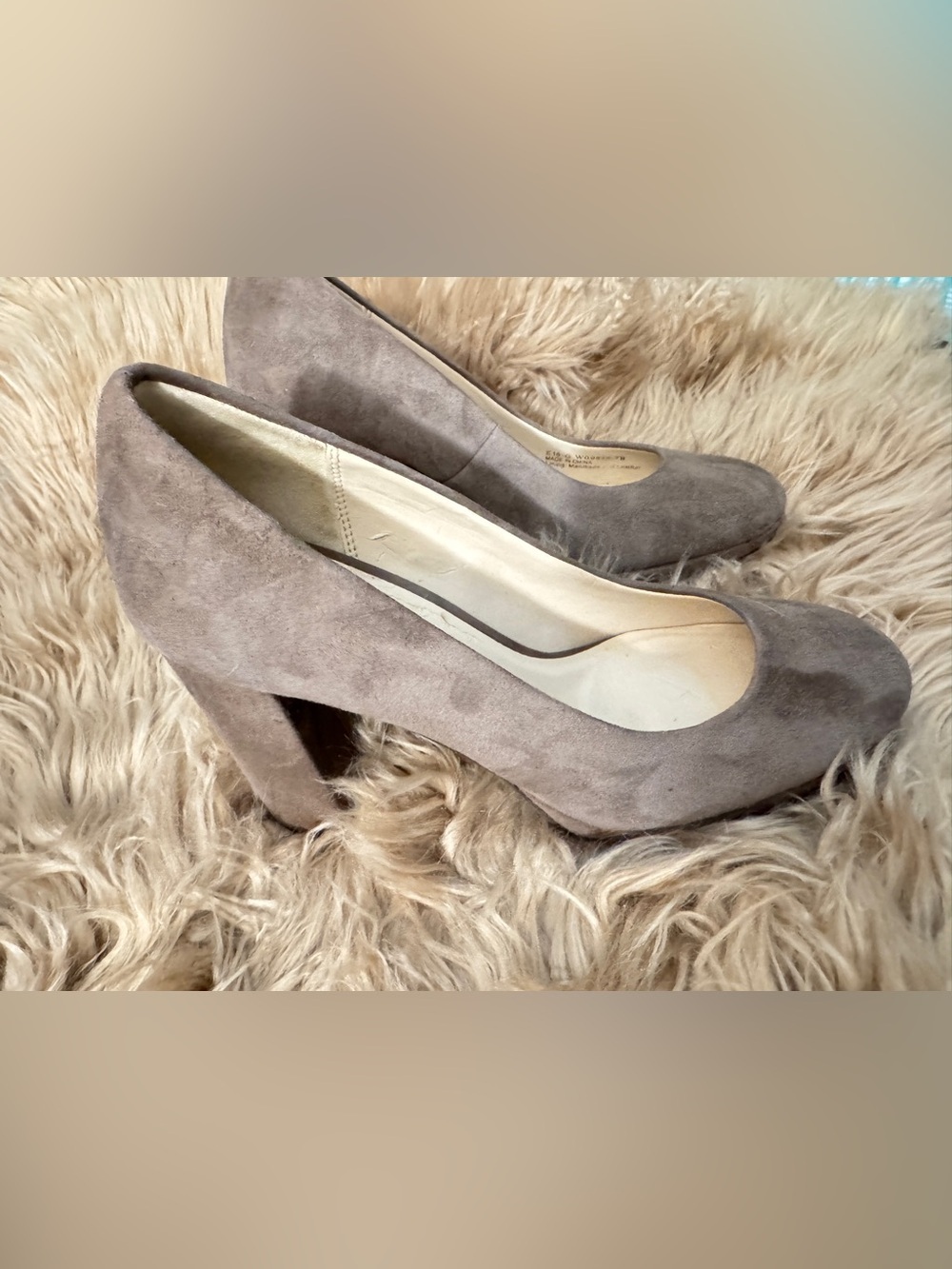 COLE HAAN RENNER GRAND Women's Suede Chunky Block Heel Pumps, Taupe, Sz 7​